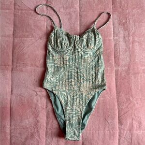 Floral Green Kids One Piece Swimsuit